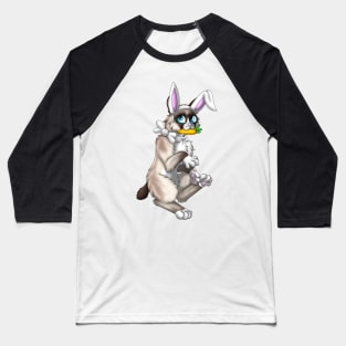 Bobtail BunnyCat: Snowshoe Point (White) Baseball T-Shirt